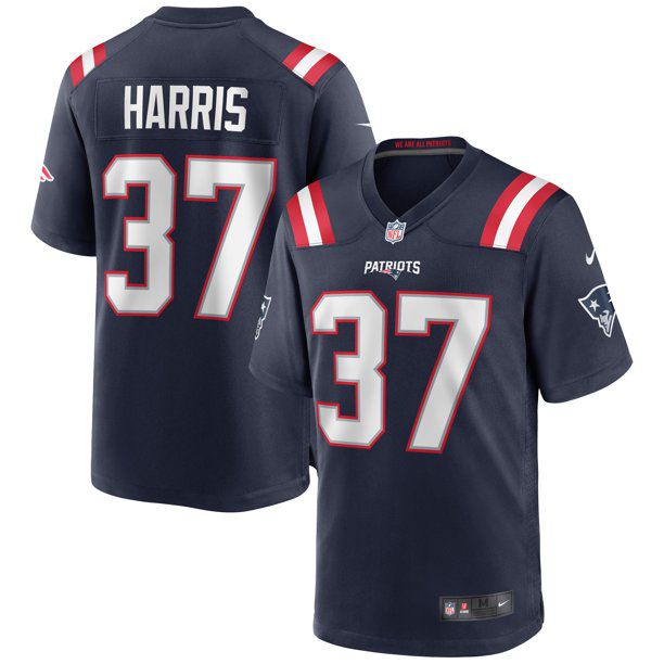 Men New England Patriots 37 Damien Harris Nike Navy Vapor Game NFL Jersey